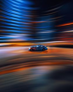 High angle view of car on street at night