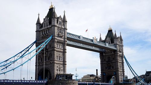 Low angle view of suspension bridge