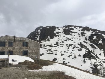 Scenic view of snowcapped mountain against sky