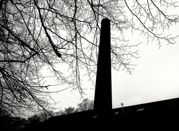 Low angle view of bare trees against sky