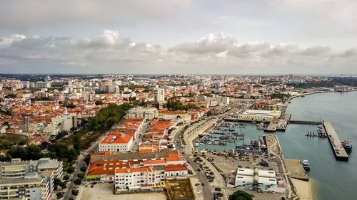 High angle view of townscape against sky