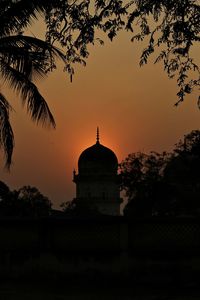 Silhouette of church at sunset