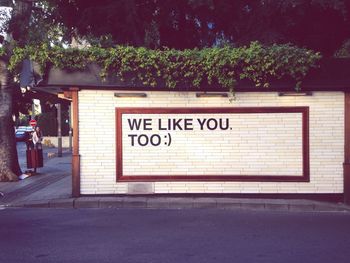 Information sign on tree trunk