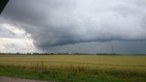 Scenic view of field against sky
