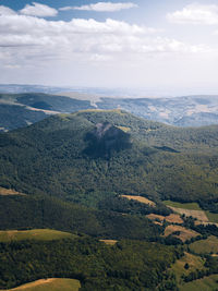 High angle view of land against sky