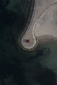 High angle view of road by sea