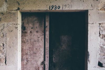 Closed door of old building