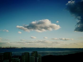 Scenic view of sea against blue sky