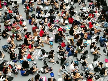 High angle view of people