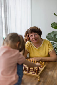 Mother and daughter at home