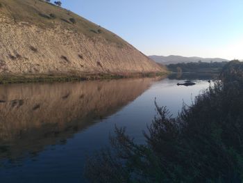 Scenic view of lake against clear sky