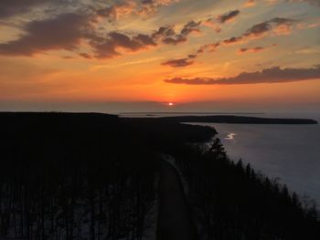 Scenic view of sea at sunset