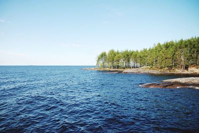 Scenic view of sea against clear sky