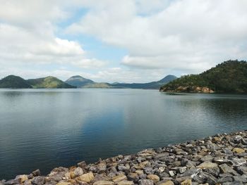 Scenic view of lake against sky