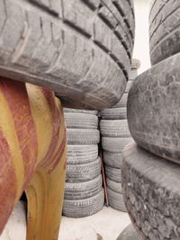 Close-up of stack of firewood