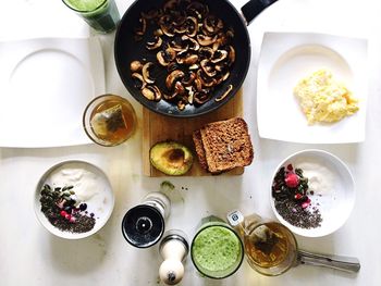 High angle view of food in plate