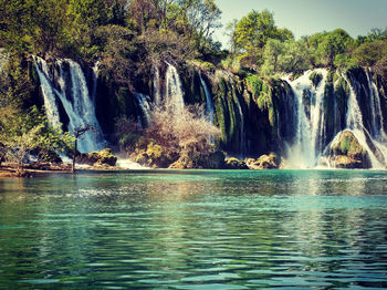 Scenic view of waterfall