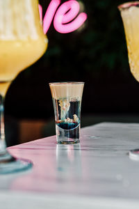 Close-up of wine glass on table