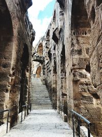 Low angle view of old building against sky