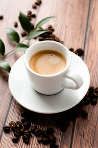 High angle view of coffee on table