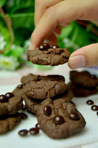 Close-up of hand holding cookies