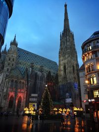 Low angle view of church against sky at night