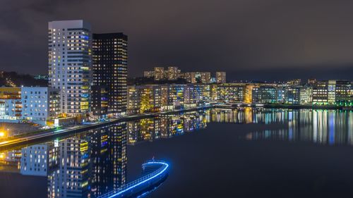 Illuminated city at night