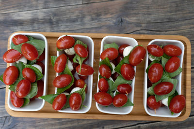Directly above shot of strawberries on table