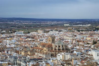 High angle shot of townscape against sky. granada, spain.