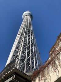 Low angle view of building against blue sky