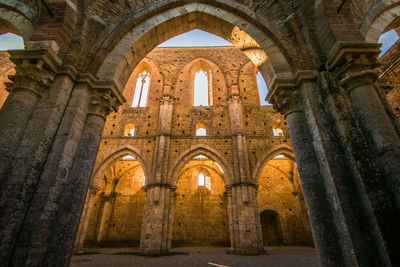 Ruins of abbey san galgano in chiusdino in italy. abbey of saint galgano was a cistercian monastery