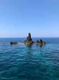 Scenic view of sea against clear sky