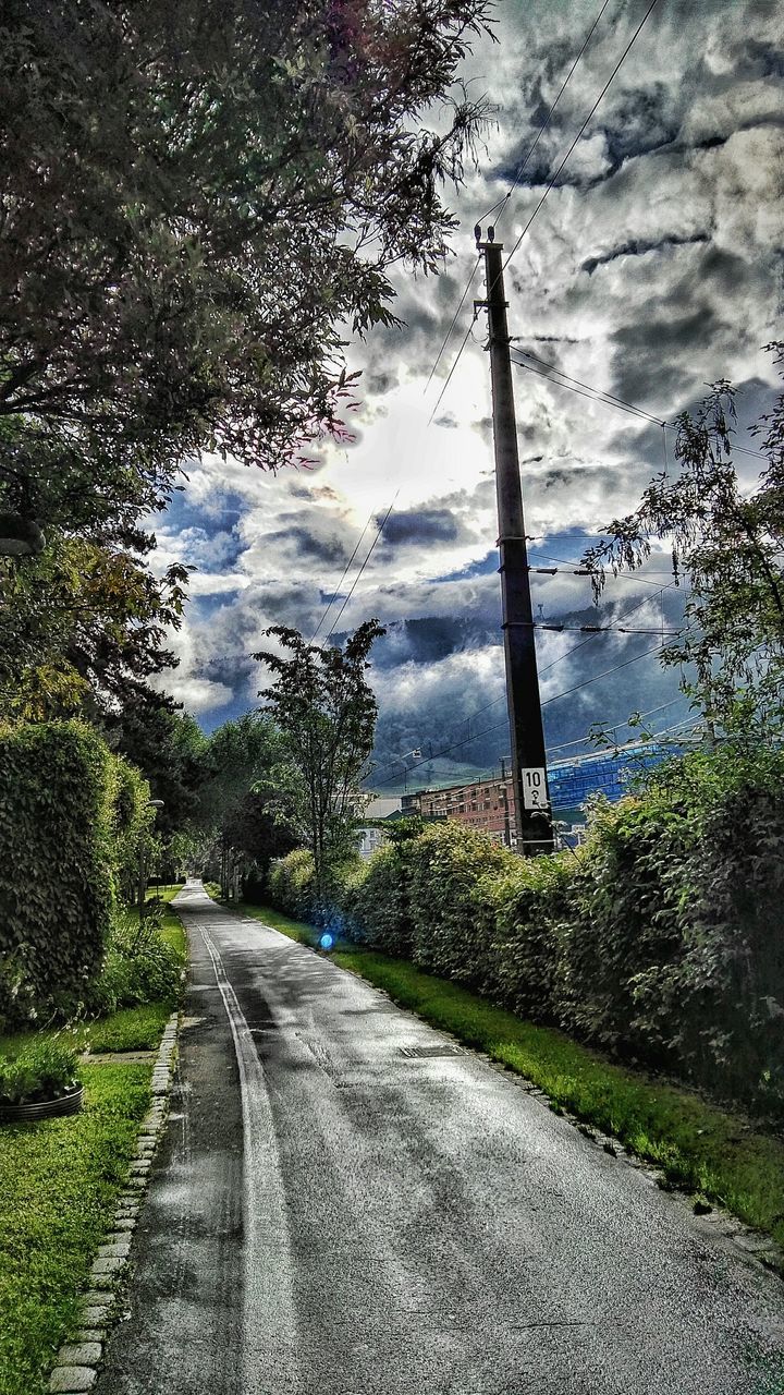 VIEW OF ROAD AGAINST CLOUDY SKY