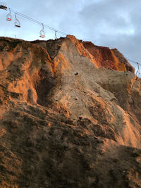 Rock formations on mountain against sky