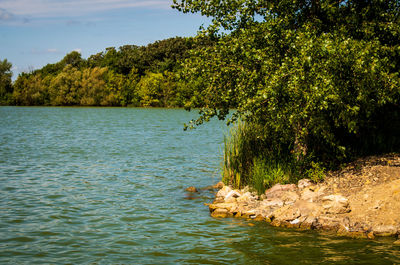 Scenic view of lake against sky