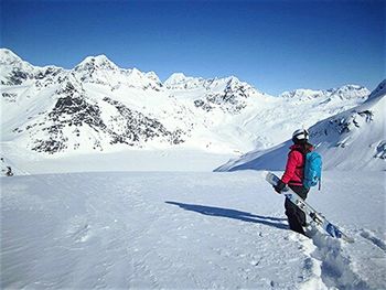 People enjoying on snow covered mountain