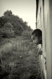 Portrait of boy looking away