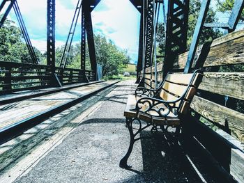 Empty bench in park