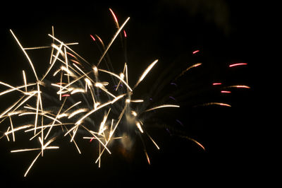 Firework display at night