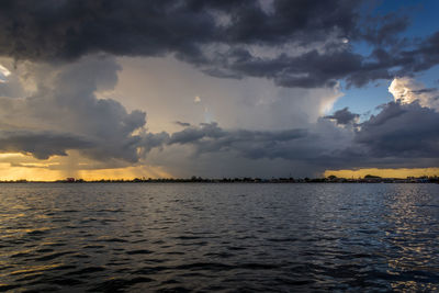 Scenic view of sea against sky during sunset