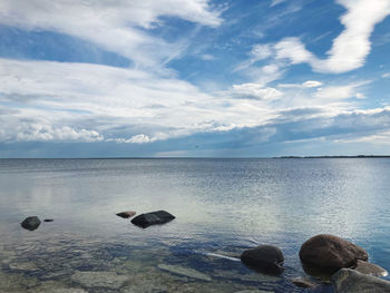 Scenic view of lake against sky