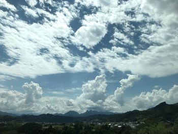 Low angle view of landscape against sky