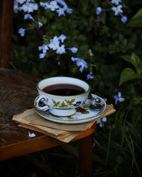 Close-up of tea cup on table