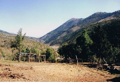 Scenic view of mountains against clear sky