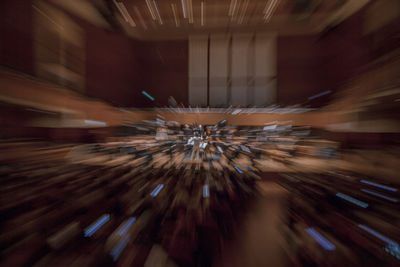 Defocused image of light trails at night