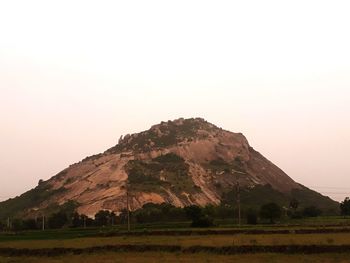 Scenic view of mountain against clear sky