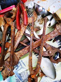 High angle view of fish in market