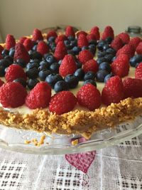 Close-up of strawberries on table