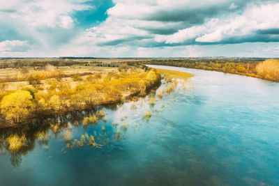 Scenic view of lake against sky