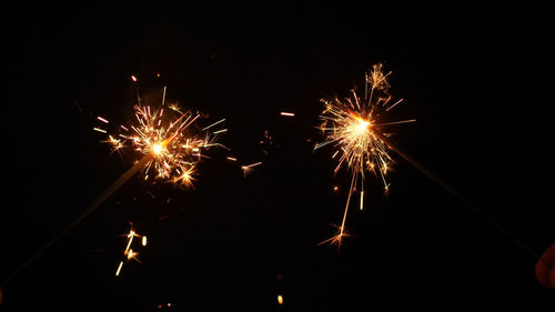 Firework display at night